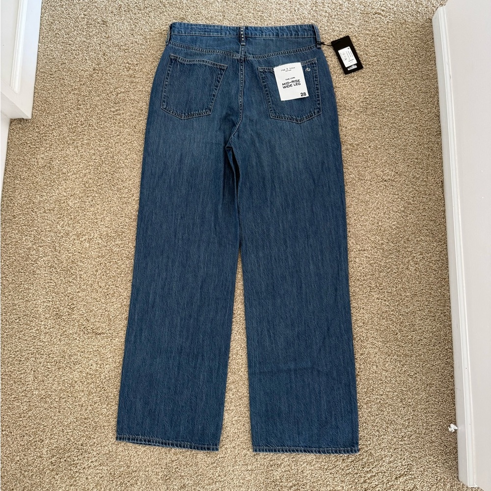 NWT Rag & Bone Embellished Wide Leg Jeans Cotton/Lyocell Size 28 - Picture 3 of 6